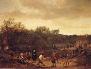Jan Steen Landscape with skittle playes Sweden oil painting artist
